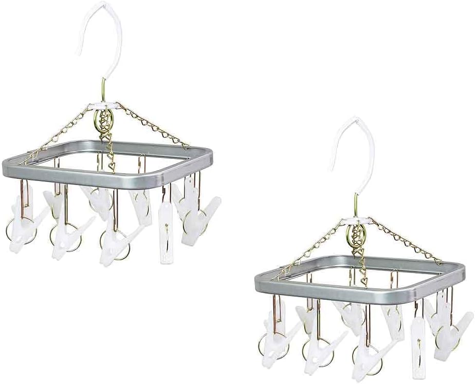 Nishida 225258 Mini Square Hangers, ZS, 10 Pinch Included, Set of 2, Made in Japan, Socks, Handkerchief, Gloves, Small Items, Living Alone, Space Saving, Simple, Stylish