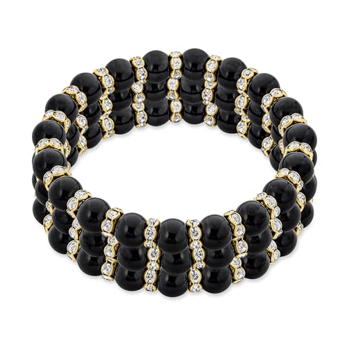 Bracelet extensible perles blanches cristaux rondelle séparateurs argent