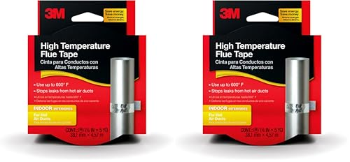 3M High Temperature Flue Tape, High Heat Sealing Tape up to 600 degrees, 15-Foot Roll (Pack of 2)