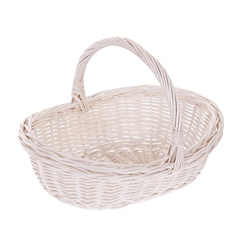 Panier en osier blanc avec anse,Panier gondole de courses en osier, Panier ovale