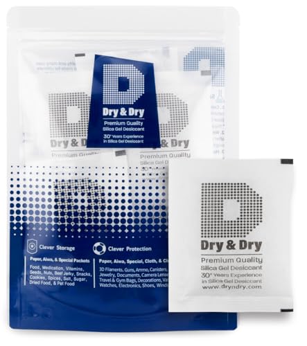 Image of Dry & Dry 20 Gram[30 Packets] Silica Gel Packets Desiccant Packs Silica Gel Packs Silica Packets - Rechargeable Moisture Absorbers for Food Storage, Electronics, 3D Filament & Safes
