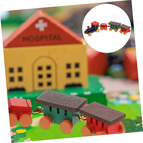 GRIRIW Modelo de trem pequeno decoração de madeira em madeira miniatura trens a vapor trem miniatura