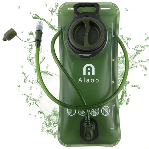 Alaoo Bolsa de Agua Portátil,2L Bolsa de Hidratación sin BPA, Bolsa de Agua a Prueba de Fugas para Mochila de Senderismo Campamento Ciclismo,B