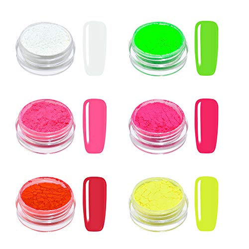 Freeorr 12 Farben Neon Pigment Nagel Pulver, Bunte Leuchtstofffarbe Nagel Pigment Staub-Nagel Glitter Gradien… – Bild 6