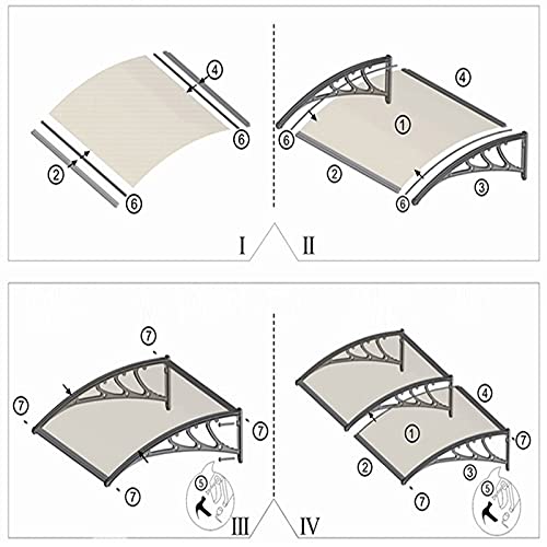 Přístřešek na dveře, terasa, pultový oblouk, polykarbonátový přístřešek, průhledný zastřešení domovní dveře, ochrana před deštěm, krupobitím a UV zářením, s černým držákem (60 × 140 cm/24 