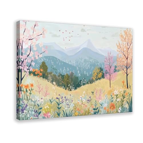 Impression sur toile paysage de fleurs tableau décoration murale moderne 40x60 cm