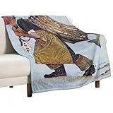 Norman-Rockwell Print Painting Fish Fleece Throw Blanket for Bed Couch Sofa 300GSM Super Soft and Warm Flannel Blankets Home Decor 30'x40'