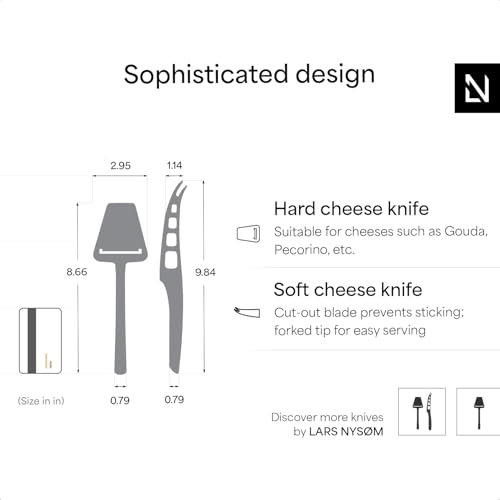 Image of LARS NYSOM Cheese Slicer and Knife Set 2 pcs. I Cheese Knife Set & Cutter Made of Stainless Steel (Carbon Black)