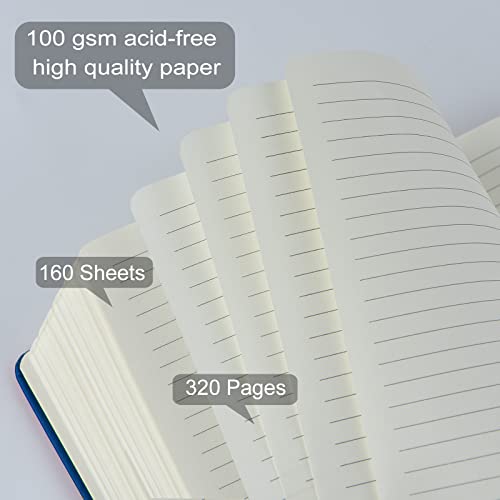 A5 Notebooks Journal 320 Pages Ruled Composition Notebooks Classic Hardcover Lined Journals For Office Home School Business Writing Note Taking, 8.3" X 5.5", 100Gsm Thick Paper (A5, Blue) #TOP3