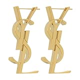 BUENAVO Gold Swing Earrings, Luxurious Letter Design And Rectangular Three-Dimensional Pendant, Fashion Statement Women's Jewelry