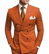 HANBANGWEI 2 Piece Double Breasted Suit Men Slim Fit Mens Double Breasted Blazer Pants Sets Weddi...