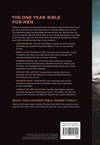 NLT the One Year Bible for Men (Hardcover)