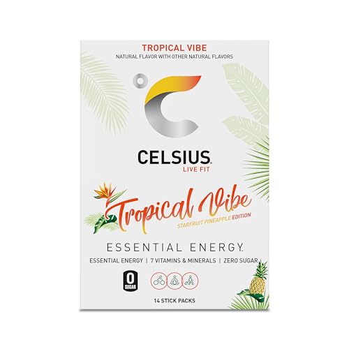 Image of CELSIUS On The Go TROPICAL VIBE, Sugar Free Energy Drink Mix (14 Sticks per Pack)