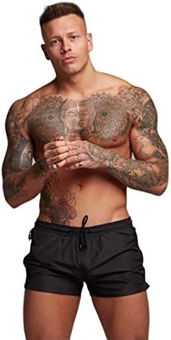 Mens Swim Trunks Quick Dry Swimwear Zipper Pockets, Swim Shorts with Mesh Lining Black