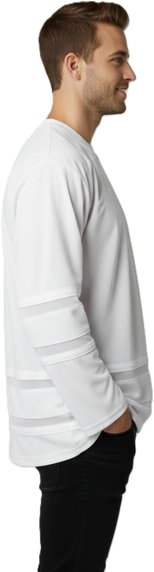 LIME TREE Long Sleeve Hockey Jersey -WhiteWhite-L
