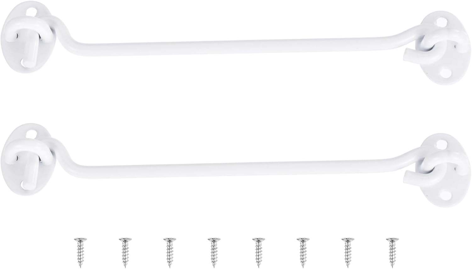 uxcell 2Pcs 8 Inch Hook and Eye Latch, Barn Door Lock Privacy Hardware Stainless Steel Gate Lock for Window Cabin Hooks Sliding Door Bedroom Bathroom, White