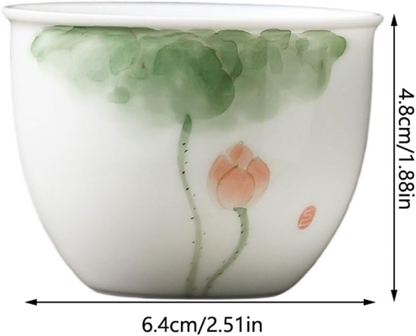 GSOUL Kungfu Tea cup Leisure Home Teacup Hand-painted Lotus Men's Personal Host Cup Chinese White Porcelain Drinking Tea Bowl Small Tea Cups