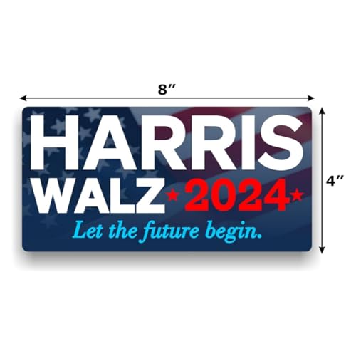 Image of 10 Pack Harris Walz 2024 Kamala Harris Tim Walz Waltz for President Stickers Vinyl Sticker Laptop Decal Car Bumper Window Waterproof Sticker,8 inches x 4 inches Big Letters Car Decal (Black)