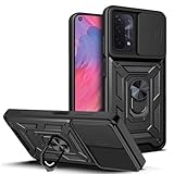 Lvnarery Oppo A74 5G/Oppo A54 5G/Oppo A93 5G Case,Military Grade Shockproof Protective Phone Case Cover with Ring Kickstand [Support Magnet Mount] Slim Duty Armor Case,Black