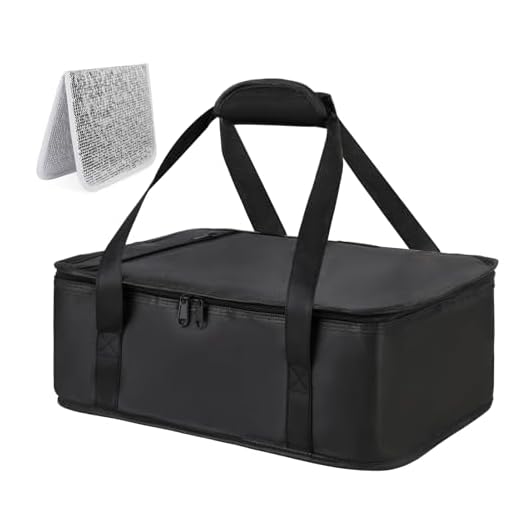 Bodaon Insulated Casserole Carrier Bag, Fits 9x13 and 11x15 Inch Baking Dish with Lid, Casserole Carriers for Hot or Cold Food for Transport (Black)