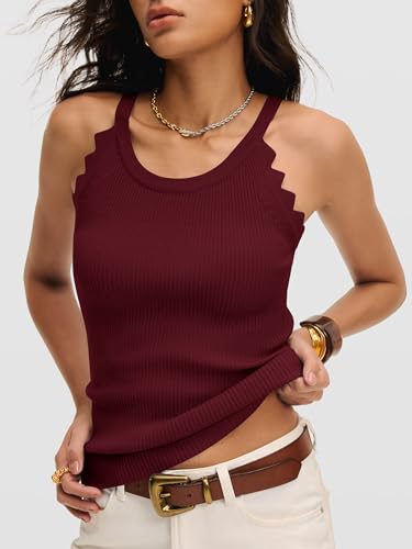 Image of ANRABESS Womens Summer Tank Tops Sleeveless Ribbed Camisole | Spaghetti Strap Cami Sweater, Soft Lightweight, Slim Knit, Casual Beach Vacation Travel Office Clothes, Spring Fall Layering
