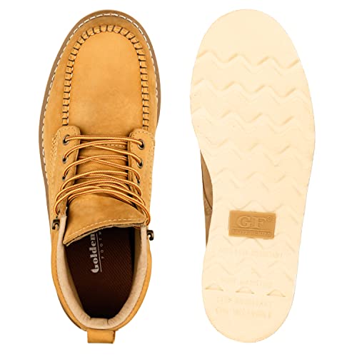 Image of Golden Fox Work Boots 6 inch Men's Moc Toe Wedge Comfortable Boot for Construction