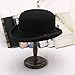 EOZY Mens 100% Wool Black Bowler Derby Hat Satin Lined Fedora Party Costume Hat