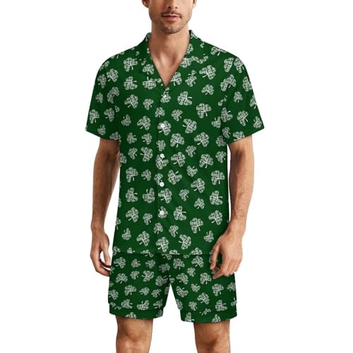 Pyjama Saint-Patrick hommes en textile doux haut de gamme à boutons