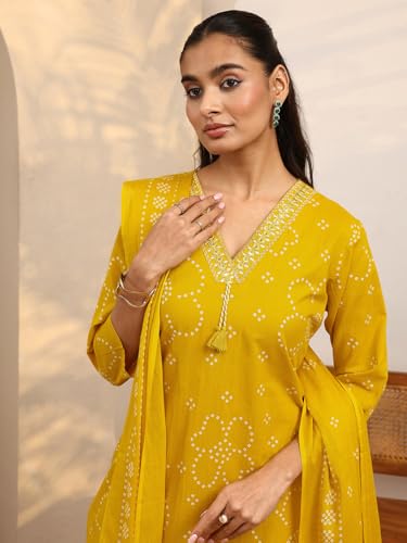 Image of Libas Printed Cotton Blend Straight Kurta Set for Women | daily wear suit