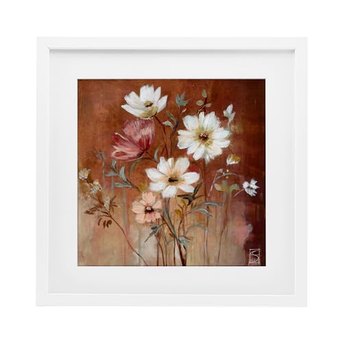 Moka Flowers Stupell affiche encadrée pour habiller un mur vide sous verre blanc