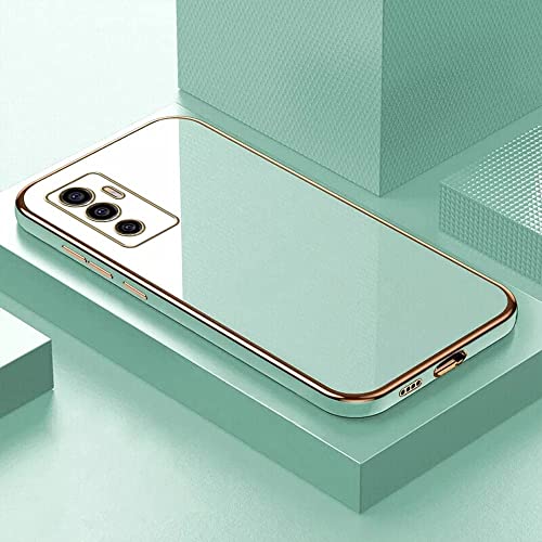 Image of for Vivo V23e 5G Plating Square Gold Frame Phone Case Luxury Soft Silicone Back Cover (for for Vivo V23e 5G (Mint)