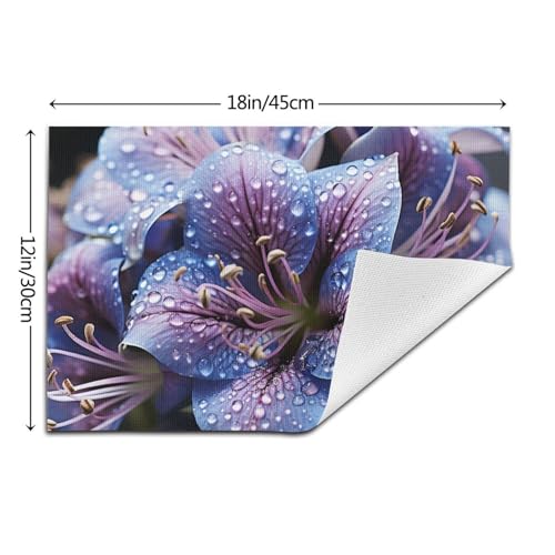 Set de table de qualité supérieure fleurs bleues violettes lot de 4 PVC résistant et chic - 3