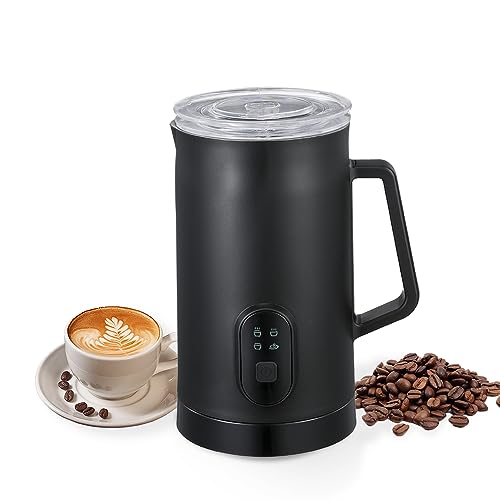 Hosioe Espumador de leche eléctrico 4 en 1, 400 W, 580 ml/19.61 oz, espumador de leche caliente y fría, funcionamiento silencioso, de acero inoxidable, antideslizante, vaporizador de leche para latte