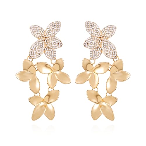 Boucles doreilles pendantes GUESS dorées cristal strass pendantes longues pour femme moderne