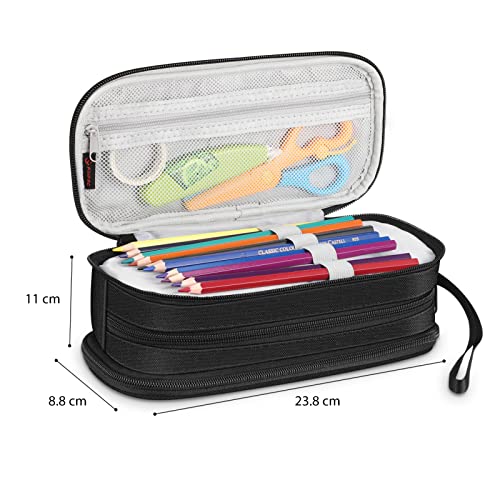 FINPAC Large Capacity Pencil Case, Portable Stationery Bag with 3 Compartments - Image 4