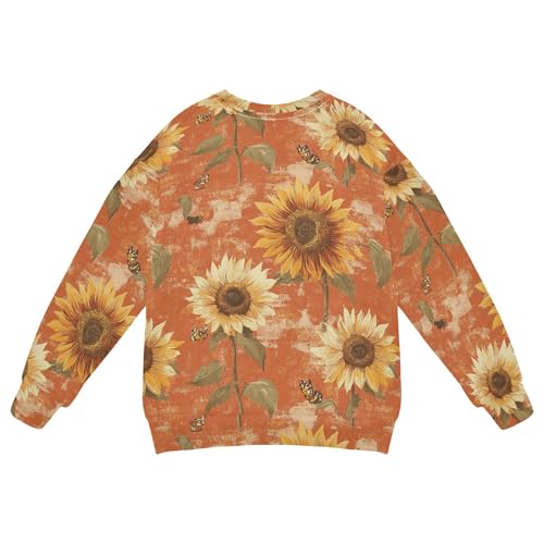 JUNZAN Rustic Sunflower Terracotta Little Kids Hooded Sweatshirt Long Sleeve Hoodies for Girls Party 4T2
