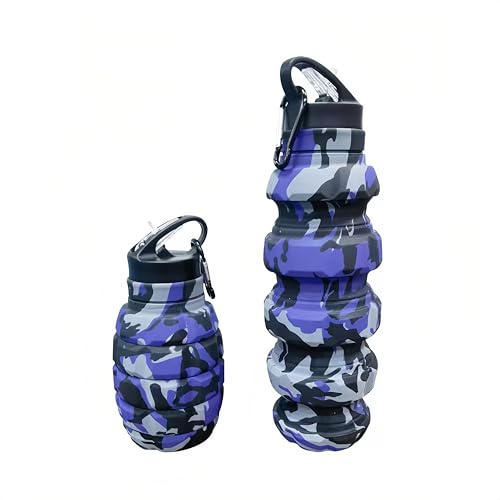 Gourde pliable en silicone bleu portable et anti-fuite pour le sport