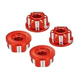 Écrous hexagonaux RC en aluminium, de taille : diamètre extérieur de l'écrou : 9 mm/0,35 pouce ; épaisseur : 5 mm/0,2 pouce ; filetage : M4x0,7 ; couleur : rouge ; matériau : aluminium ; dans le lot : 4 écrous hexagonaux RC ;