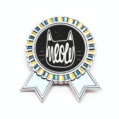 Broche chat mewing en métal taille M avec citation anglaise pour veste