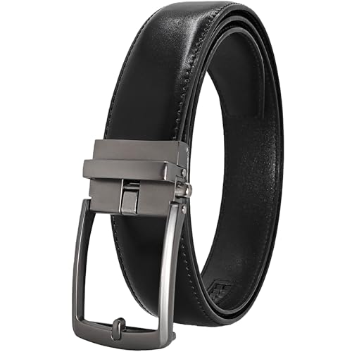 Ceinture à cliquet en cuir homme avec boucle réglable coulissante