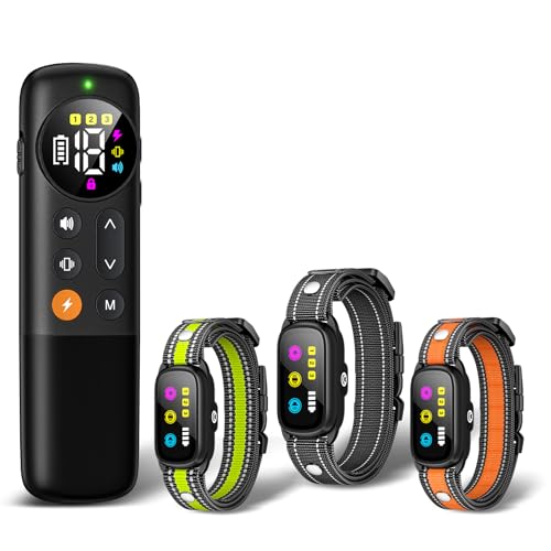 Dog Shock Collar for 3 Dogs with Remote 3300FT Waterproof Dog Training Collar Rechargeable 3-Channel E Collar with Beep Vibration and Shock for Small Medium Large Dogs 10-120 lbs