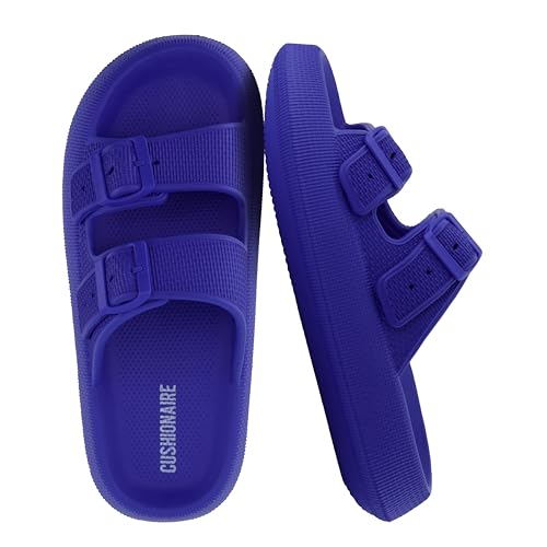 Image of CUSHIONAIRE Fame Pillow Recovery Sandals for Women, Adjustable Double Buckle Waterproof EVA Cloud Slides for Women