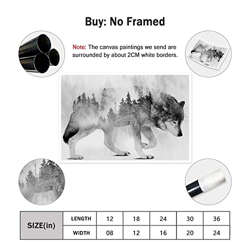 Eorntdy Canvas Wall Art Forest Abstract Animal Art On Wolf Canvas Print Artwork Wall Art Paintings Modern Picture Print Unframed For Living Room Dinning Room Bedroom Bathroom Home Decor 24X36Inch #TOP1