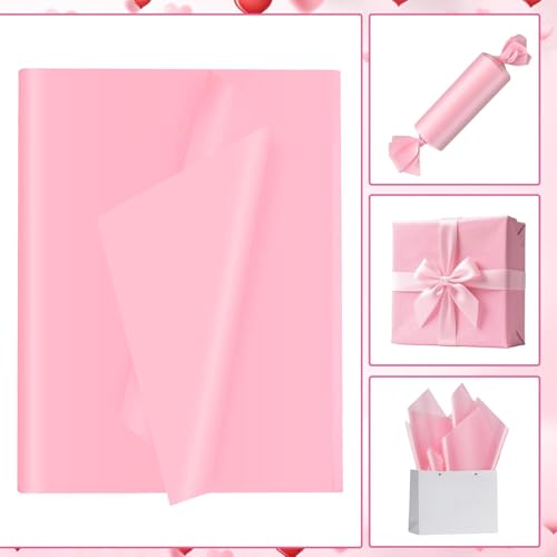 Image of Pink Tissue Paper for Gift Bags - 30 Sheets of Pink Wrapping Tissue Paper Bulk Packaging Paper for Weddings Birthday DIY Project Christmas Valentine's Day Gift Wrapping Crafts Decor (14 x 20 Inch)