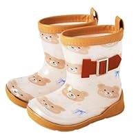 Hixingo Toddler Rain Boots for Little Kids Unisex Boys Girls 1-6 Years Old Waterproof Non-Slip Children Wellies Lightweight Rainboots Outdoors for Spring Summer, School (Brown bear,9 UK Child)
