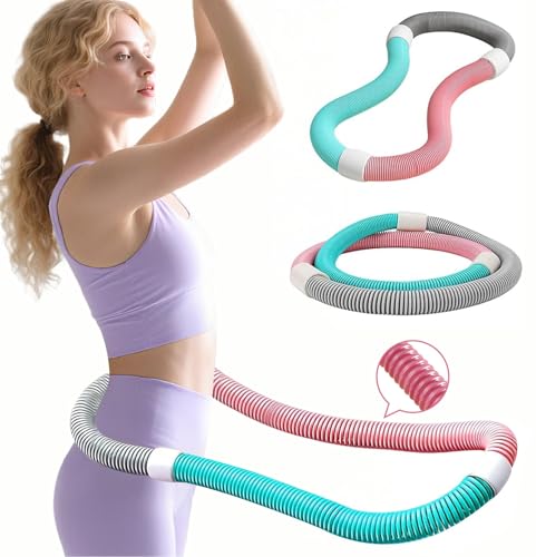 【新登場・改良型】フラフープ ダイエットベリー フィットネス PVCソフトスプリングフープ 折りたたみ式 ポータブル 静音設計 重み付け 脂肪燃焼 筋トレ シェイプアップ (ウエスト・背中・脚・胸 エクササイズ) 室内/公園用 男女兼用