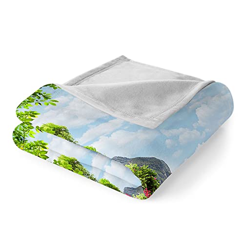 Couverture en flanelle originale cadeau idal impression 3D mer fleurs