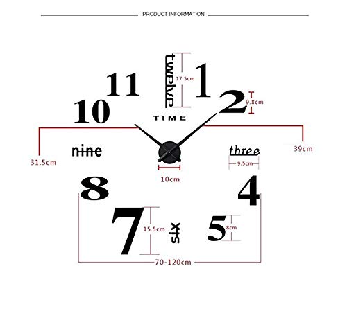 Horloge à quartz décoration maison grand format effet miroir - 2