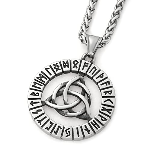 Triquetra Pendant Celtic Knot Runes Necklace Stainless Steel Keel Chain Infinity Jewelry Talisman Amulet2