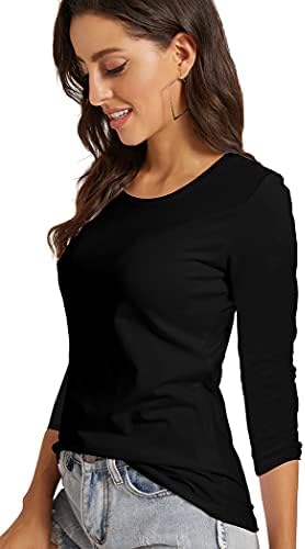 VIIOO Women's Basic 3/4 Sleeve Crew Neck T-Shirt Casual Solid Slim Cotton Top 4 VIIOO Women's Basic 3/4 Sleeve Crew Neck T-Shirt Casual Solid Slim Cotton Top